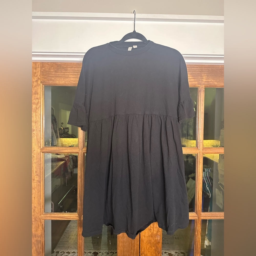 Asos‎ Size 4 Oversized Black Short Ruffle Sleeve Dress